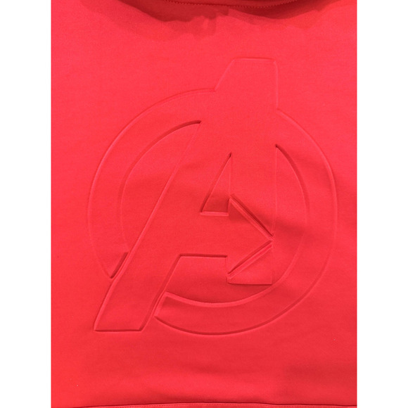 Marvel Avengers Hoodie Mens Large Red Embossed Graphic Pullover Superhero Comic - Picture 4 of 8